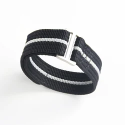 Premium Washable Nylon Nato Loop Strap - Sporty & Comfortable Watchband Bracelet - 22mm (Black - grey)