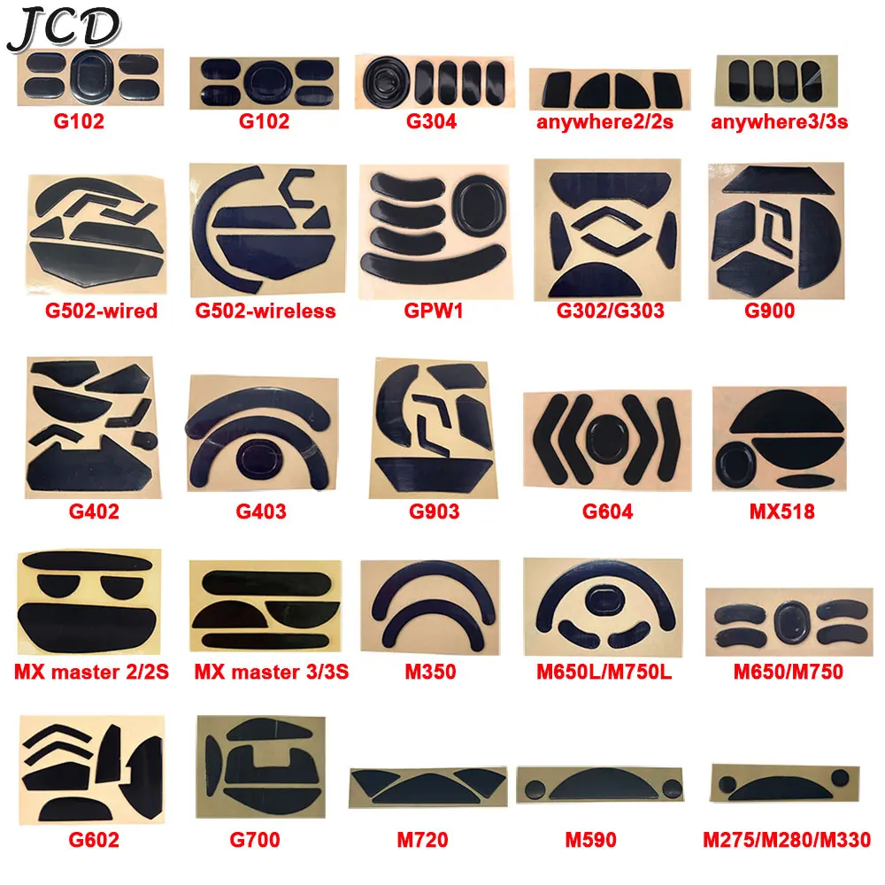 JCD 1Set Mouse Feet Skates Pads for Logitech G102/G304/G502/G903/G900/G402/G403/G602/G700/Mx Master 2 2s 3 3S Anti Skid Sticker mouse skates mouse anti slip sticker