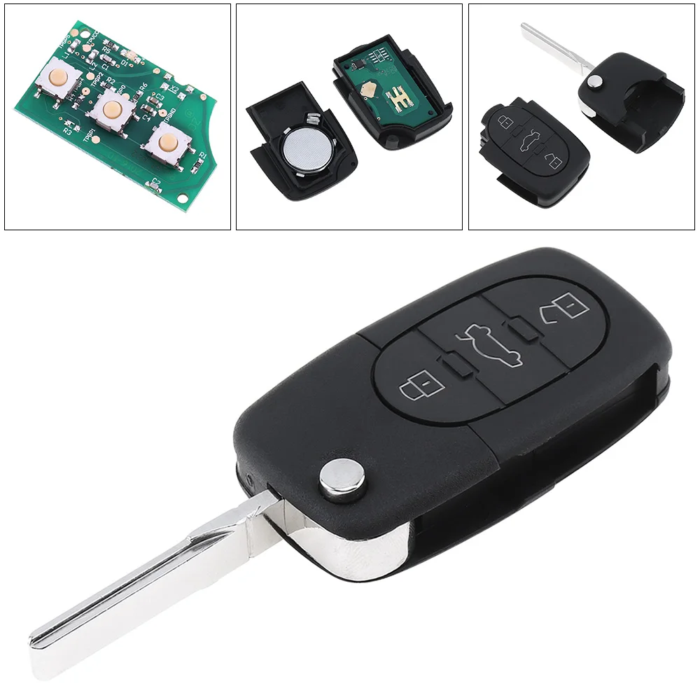 433MHz 3 Button Keyless Uncut Flip Remote Key Fob ID48 Chip 4D0837231A Keyless Entry Transmitter Auto Key for Audi- A3 A4 A6 A8 yiqixin 3 button remote key 433mhz keyless entry fob id48 transponder chip for audi a2 a3 a4 a6 a8 tt old models 4d0 837 231 k