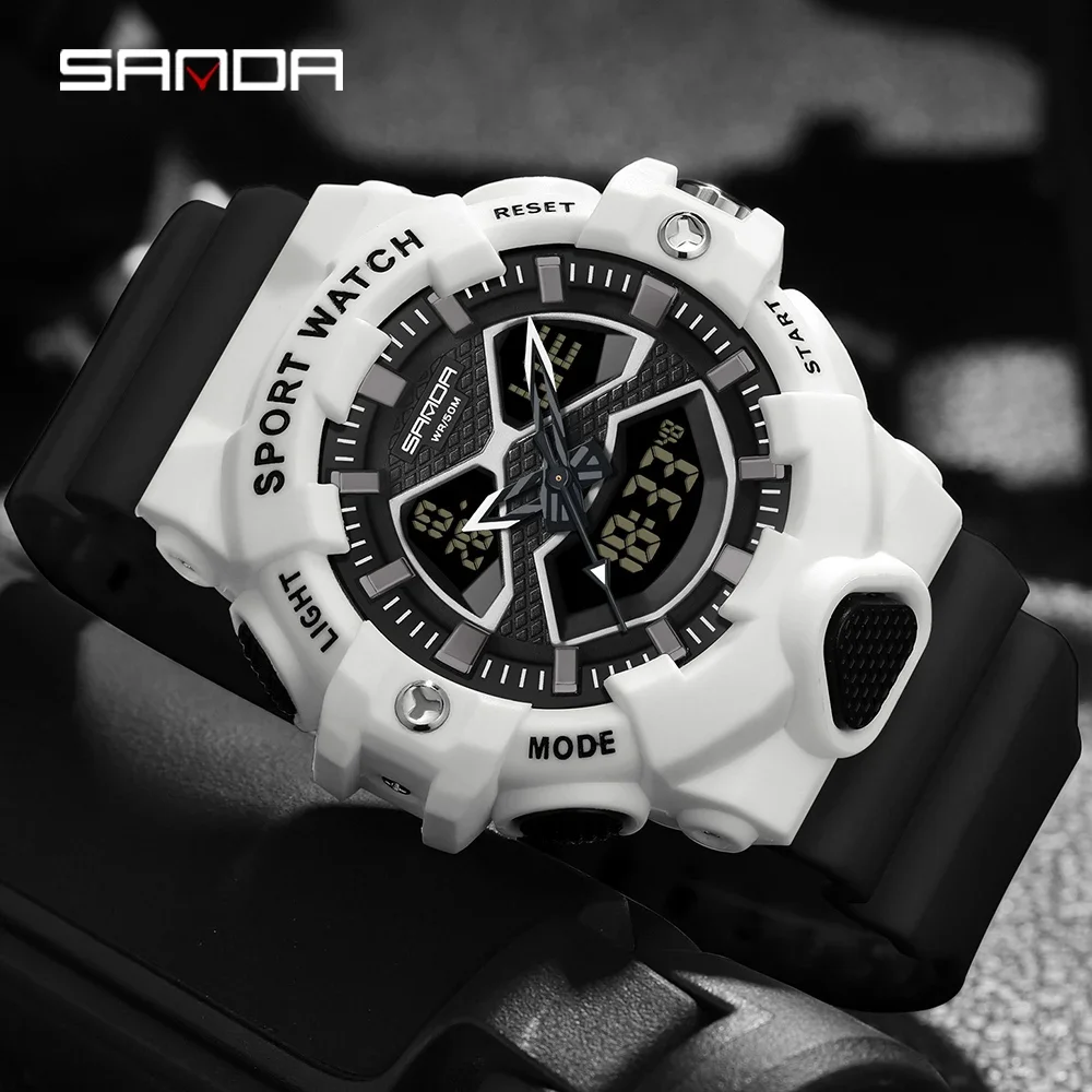 

SANDA 2024 Sport Military Men's Watches 50M Waterproof LED Digital Wristwatch for Male Clock Stopwatch Relogio Masculino 3150