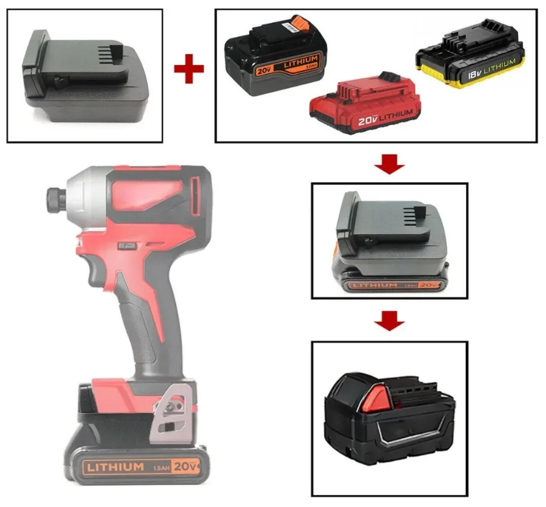 Converter Battery Adapter For Black&Decker For Porter Cable For Stanley 18V 20V Li-ion Battery Convert to for Milwaukee 18V Tool