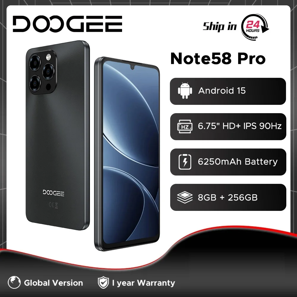 Global Version DOOGEE Note58 Pro Android 15 8GB RAM+256GB ROM 6.75