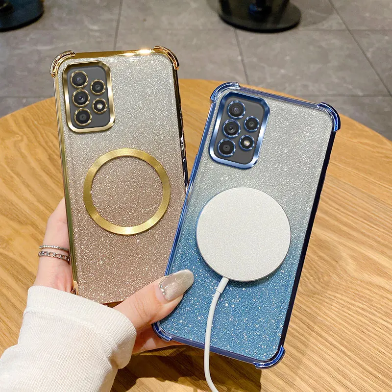 Shockproof Clear Magnetic Ring Glitter Phone Case