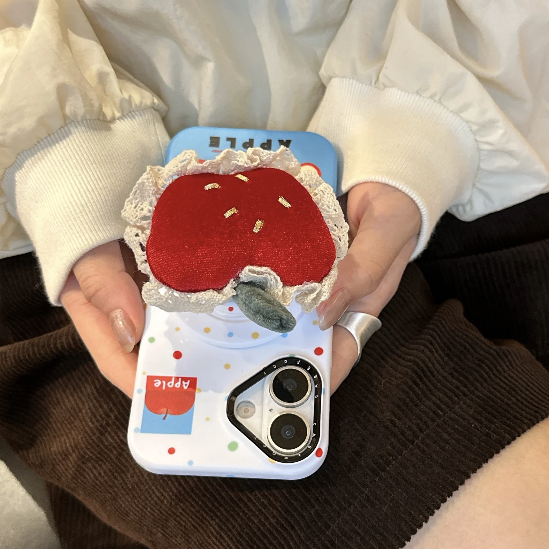 3D Cartoon Cute Apple Stand Phone Case - High-Quality Magnetic Shockproof Anti-Drop Soft Cover