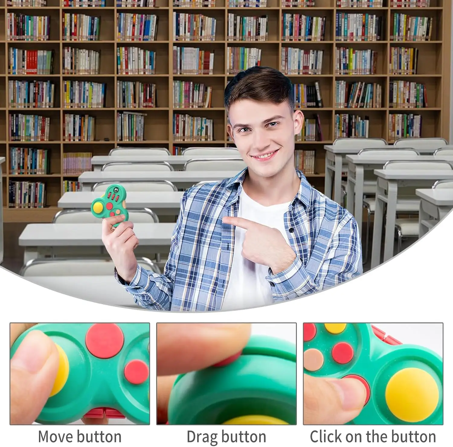 Cool Adults Fidget Pad Toy, Fidget Clicker Controller Desk Cube,Relief Stress ADHD,Sensory Gifts for Kids Teens Boys,Christmas 6