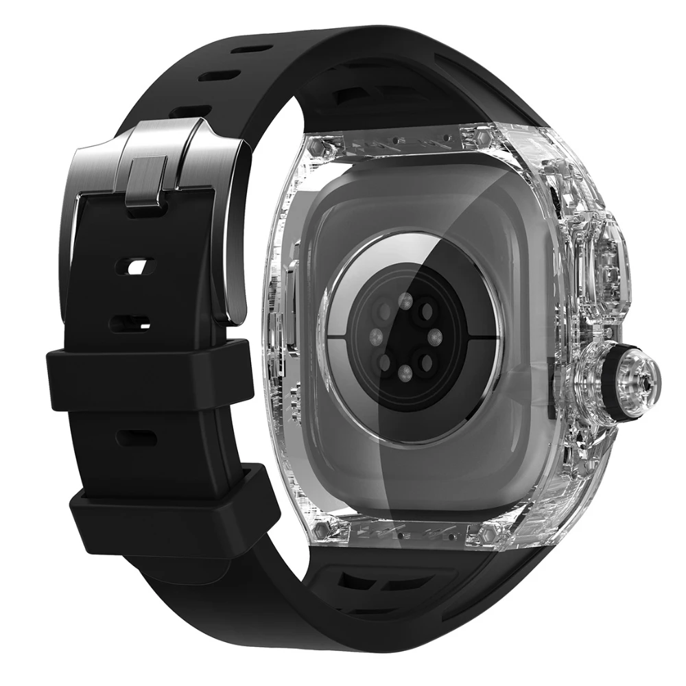 Silicone Strap For Apple Watch Ultra 2 49mm Rubber Band For iWatch Ultra Correa Watch Case Set DIY Modification Kit Bezel Sport