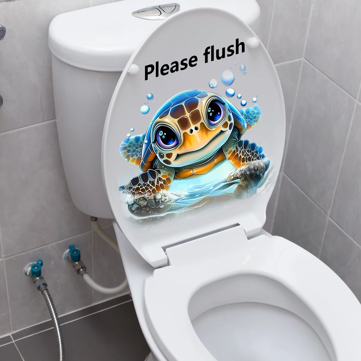 Cartoon Cute Turtle Toilet Stickers Bathroom Toilet Self-Adhesive Stickers