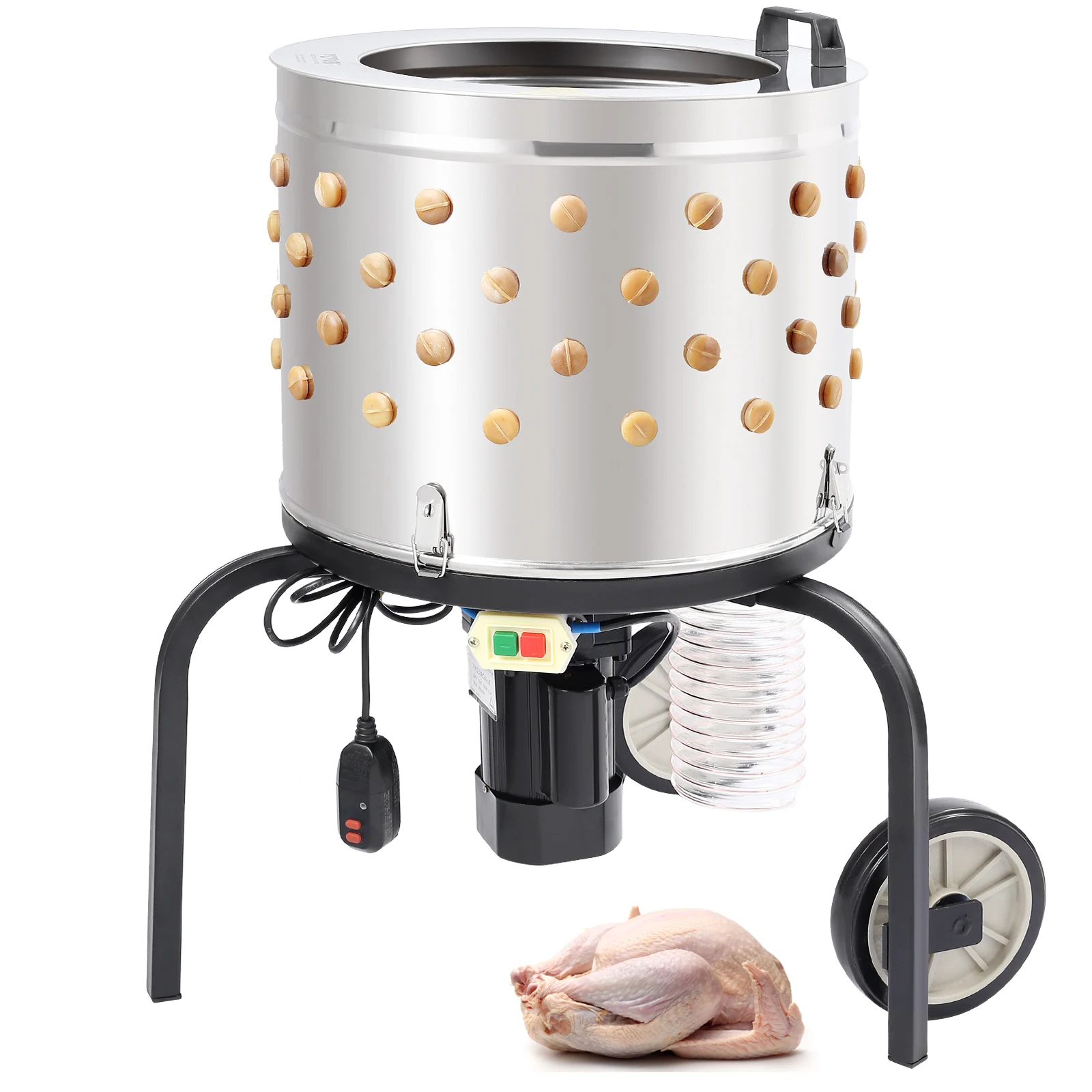 SucceBuy Chicken Plucker Machine 20inch Diameter Stainless Steel Drum 108 Soft Fingers 500W Poultry Plucking Debris Collection