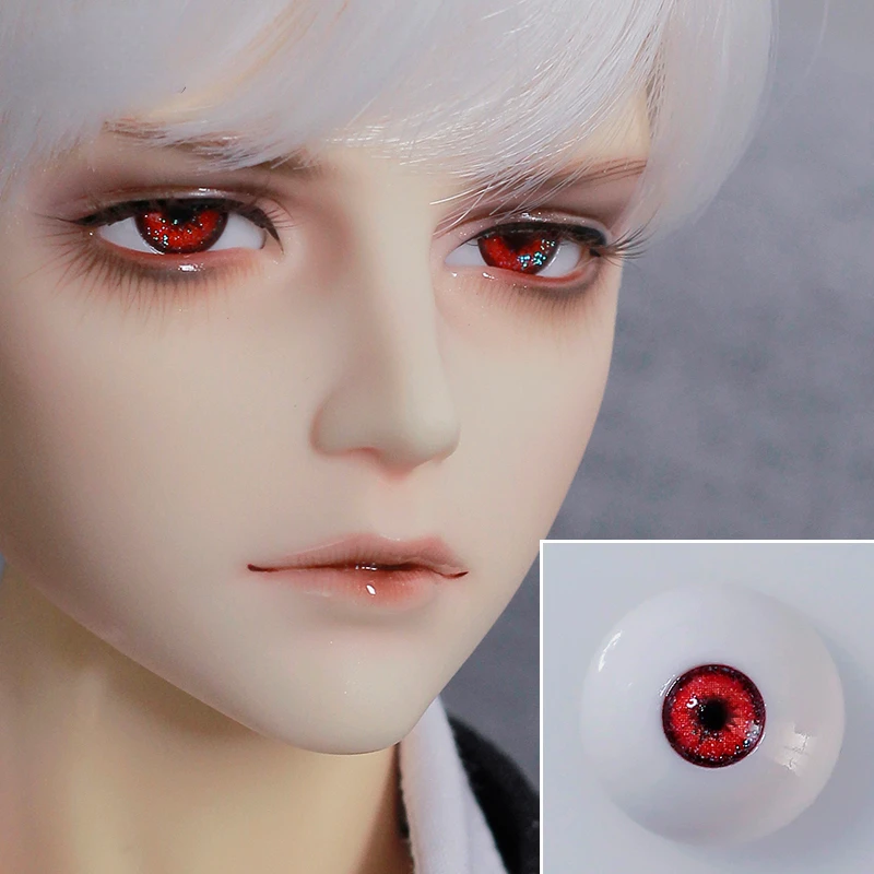 BJD Doll Eyeballs 18mm Round Demon Red Resin Eyes Handdrawn Pupils