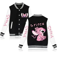 Disney Lilo & Stitch Jacket Hoodies Women Funny Mange Baseball Jacket Sweatshirt Gothic Graphic Y2k Streetwear Clothes Female 1