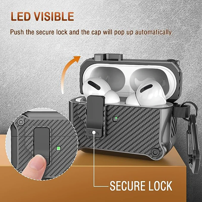 Premium AirPods Pro Case with Auto Secure Lock and Dual Charging Compatibility