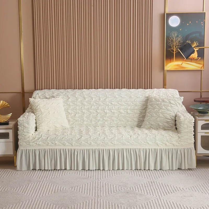 탄성 버블 미니멀리스트 스타일 소파 커버, 레이지 단색 소파 커버, 먼지 및 고양이 스크래치 방지 풀 패키지  Best5
