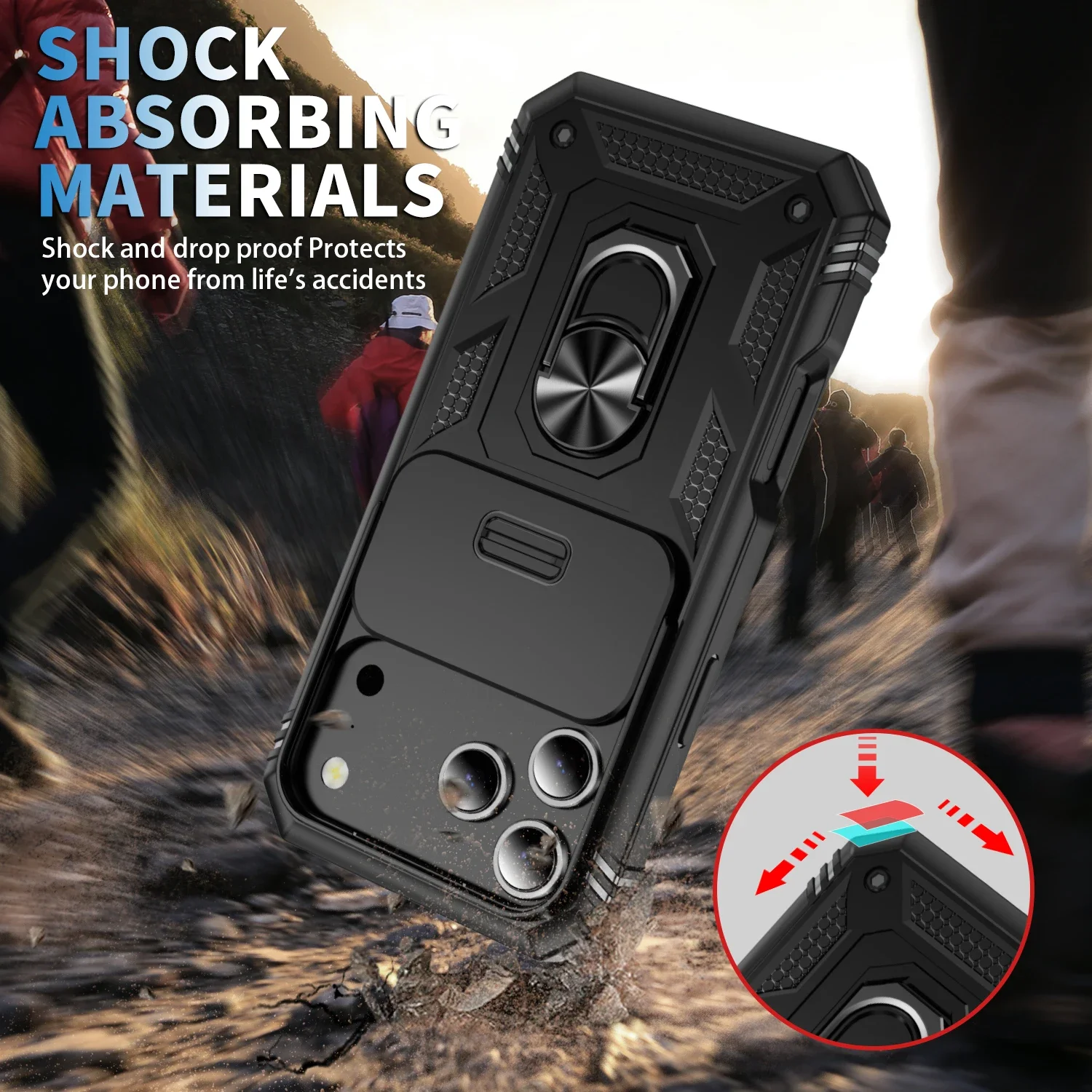 iPhone Case with Ring Stand & Lens Protection 3