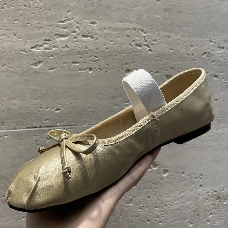 Ballet Flats Designer Women Mary Janes Shoe Round Toe Butterfly-Knot Flat With Casual Outside Summer Spring Slip-On Lolita Shoes