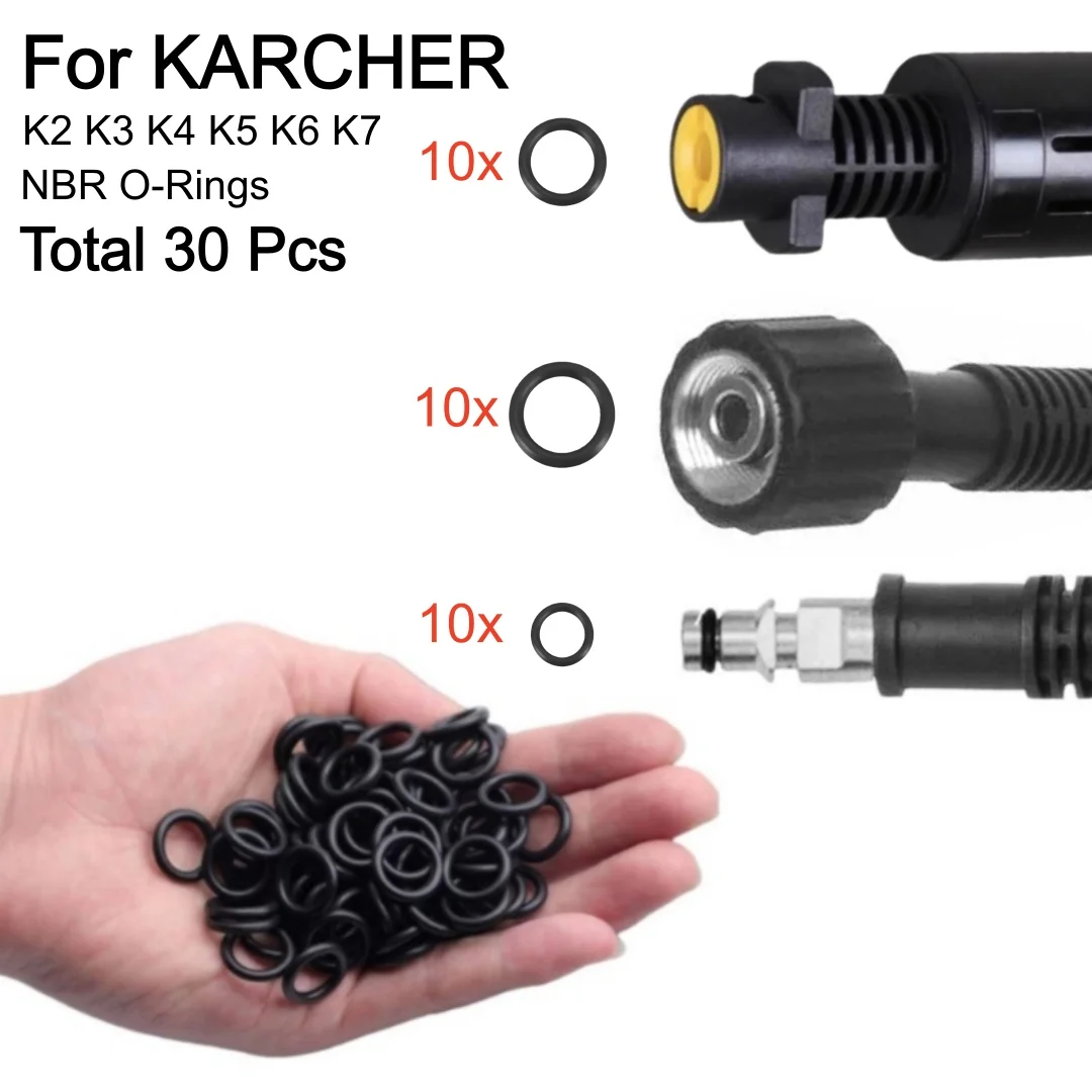 30 יחידות טבעת איטום עבור Karcher K2 K3 K4 K5 K6 K7 Gasket Washer Lance Hose Nozzle Brush חלקי חילוף 2.640-729.0 NBR O-Rings