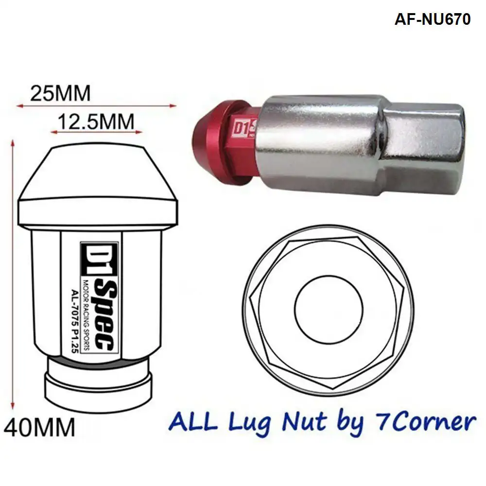 D1 Spec Jdm Racing Wheel Lug Nuts M12 X 1.5MM / M12 X 1.25MM 20PCS For Honda Civic Acura Integra For Ford AF-NU670 AUTOFAB