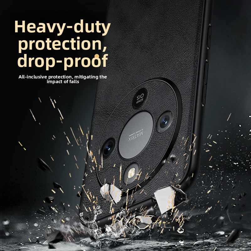 High-End Cowhide Grain Leather Anti-Fall Case - Shockproof Full Cover