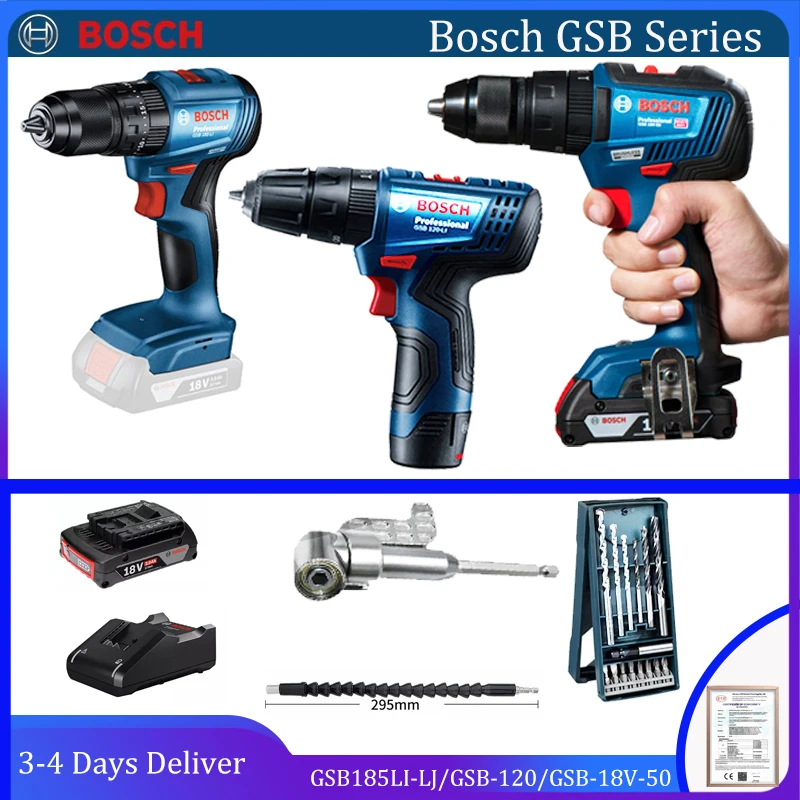 Professional Bosch Sets Impact Drill Cordless Electric Drill With Drill Battery Charger Portable Bosch GSB Series With Toolbox small 12 piece combination toolbox portable tool set car household hardware tools