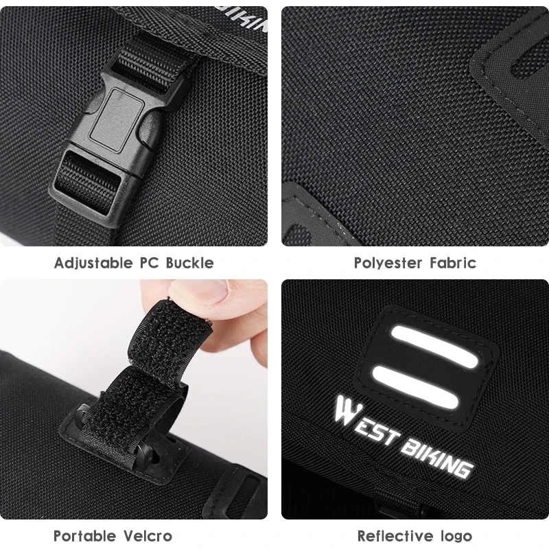 Borsa da bicicletta borsa anteriore da ciclismo portatile borsa da manubrio da strada MTB borsa da manubrio cilindrica multiuso di grande capacità - immagine 6