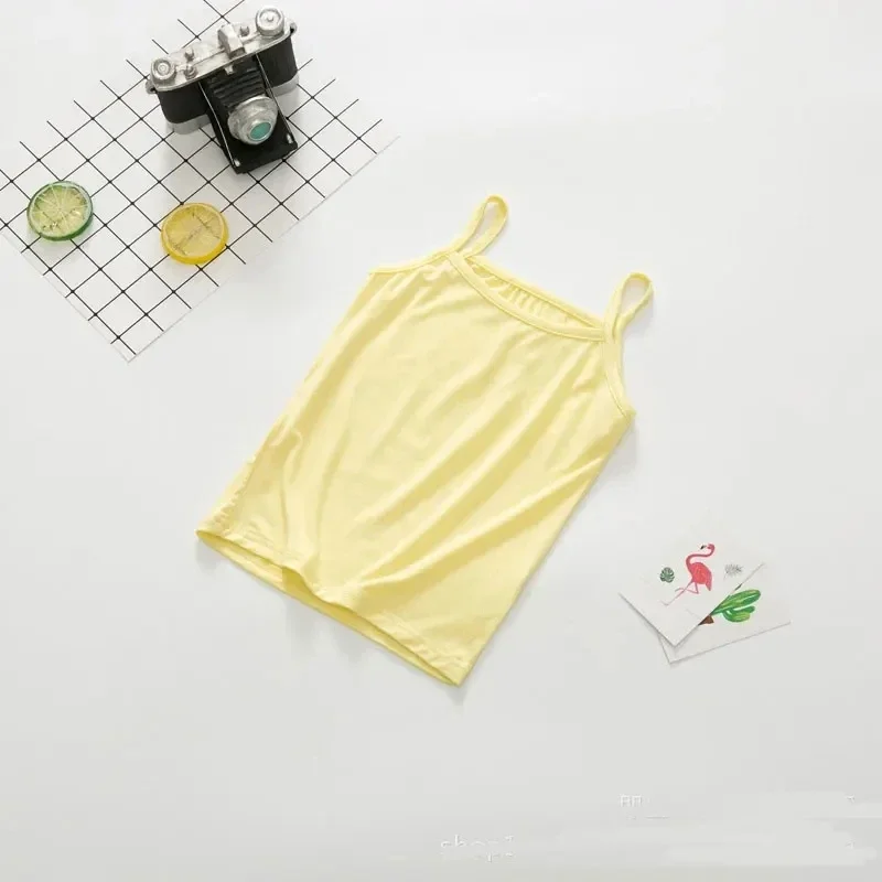 Kids Tops Baby Girls Vest Kids Cotton Camisole Children's Top Tees Summer Singlet Solid Color Undershirts Teenagers Tank Tops
