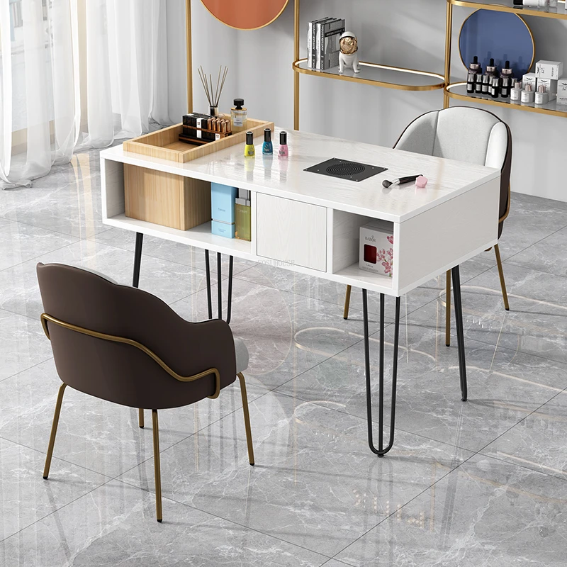 Simple White Nail Tables With Socket Japanese Single Professional