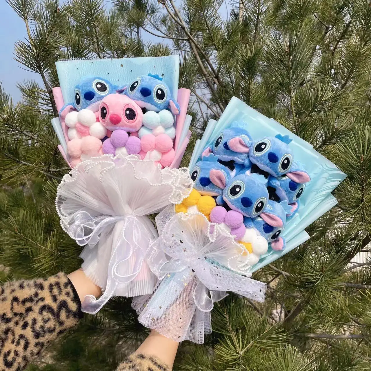 Disney Anime Stitch Plush Bouquet Stuffed Super Soft Kids Doll Christmas Birthday Valentine Graduation Gifts 5