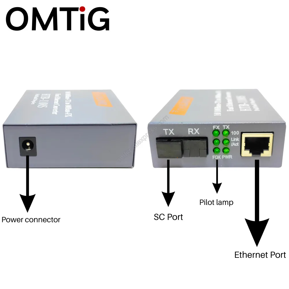1pair HTB-1100S Optical Media Converter 10/100Mbps RJ45 Single Mode Duplex Fiber SC Port Converter 25KM