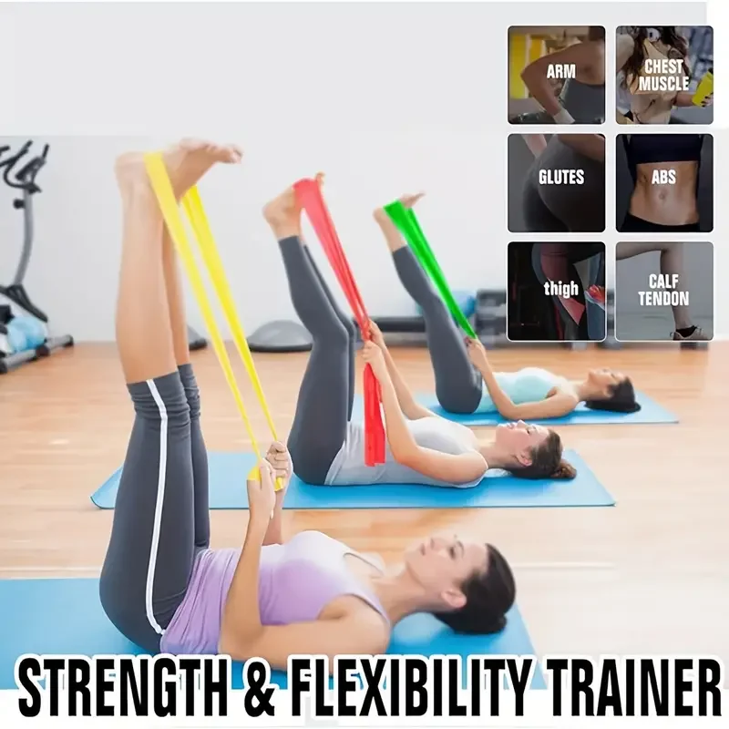 Resistance Bands Yoga Pilates Portable Long Training Stretch Bands For Physical Therapy Lower Body Home Strength Elastic Exercise