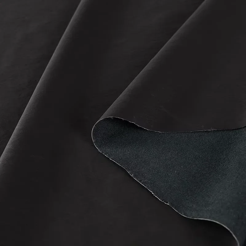 Faux Leather Fabric Retro PU Leather Matte Dark Black Designer Fabric Cloth Diy Sewing Material
