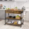 40 Inch Mobile Kitchen Island Cart on Wheels for Home Kitchen, 40 Inch Rolling Utility Trolley Cart,, Rustic Brown 2