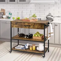 40 Inch Mobile Kitchen Island Cart on Wheels for Home Kitchen, 40 Inch Rolling Utility Trolley Cart,, Rustic Brown 2