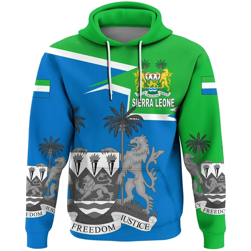 thumbnail image 1 of Sudadera con capucha unisex de manga larga con estampado 3D de la bandera nacional de Sierra Leona, informal, de calle, de gran tamaño, para primavera, 1 of 4