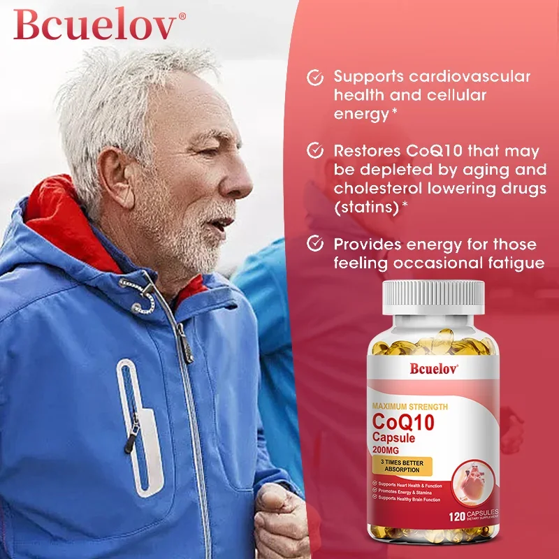 Supports Heart Health, Brain Function and Energy Production- Maximum Strength 3X Absorption Coenzyme Q10 200 Mg Softgels