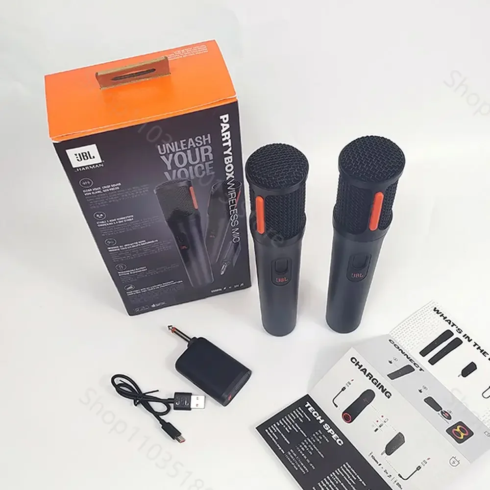 JBL Digital PartyBox PB UHF Wireless Rechargeable Portable Microphone System Dual-Channel Receiver Clear Voice Crisp Sound