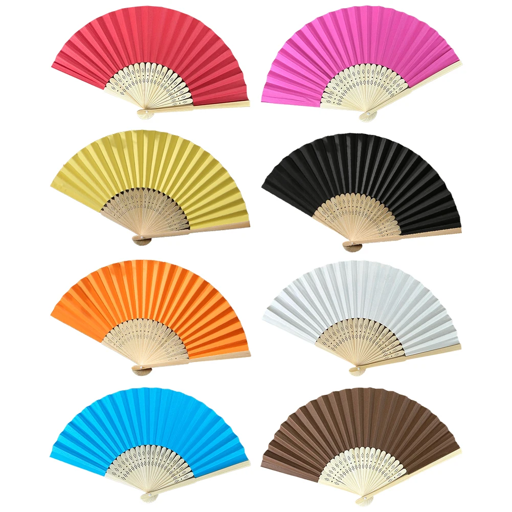 Hand Fan Pocket Folding Fan Solid Color Bamboo Paper Wedding DIY Guest Gift for Wedding Birthday Summer Party
