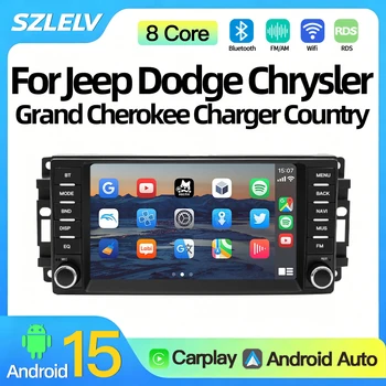 Radio para Auto SZLELV con Carplay Android 15 para Jeep Commander, Cherokee, Wrangler, Dodge, Chrysler Journey, Estéreo Multimedia, GPS, WIFI, 4G, BT 1