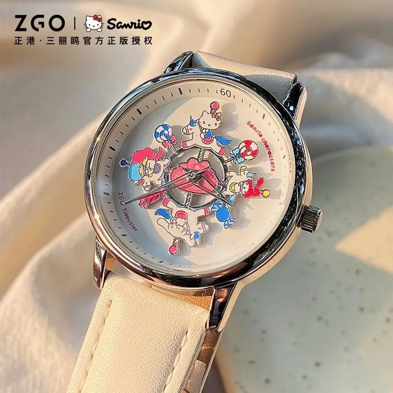 

Cartoon Zhenggang Joint Sanrioed Animation Hello Kittys Watch Ins Girly Heart Kawaii Carousel Watch Accessories Holiday Gifts
