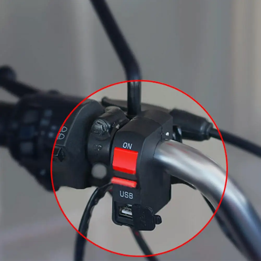 Universal Motorcycle Handlebar Start Flameout Switch On Off Button With Usb Charger Headlight Indicator Switch For ATVs Scooters headlight switch