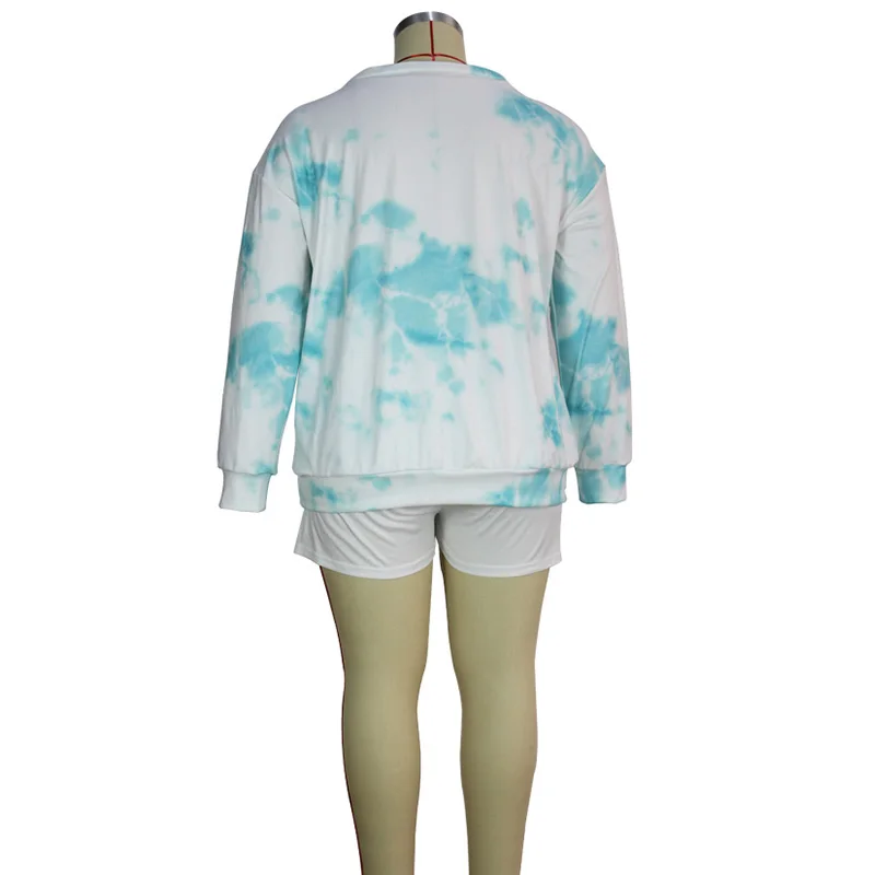 Spring Autumn Tie Dye Printed Pullover Loose Tops Personality Street Women's Plus Size Clothes Crew Neck Long Sleeve Sweatshirts