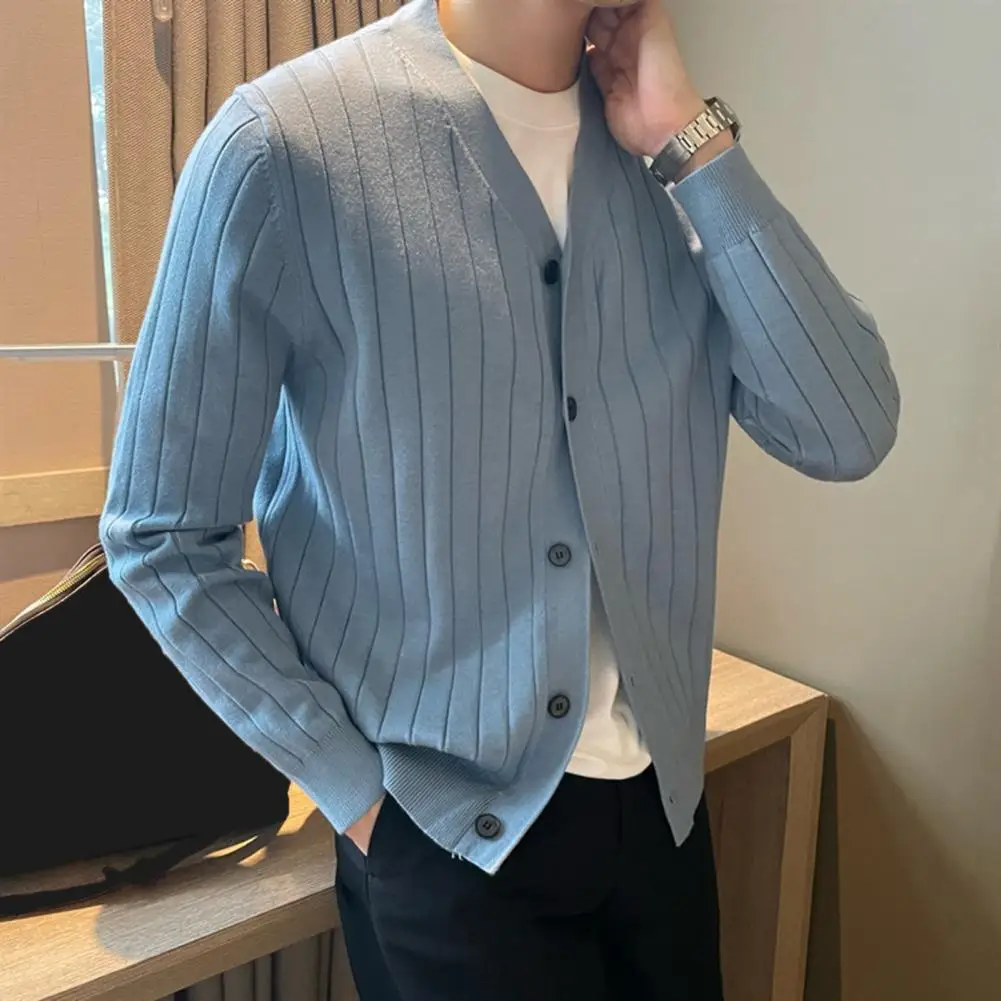 

Lady Cardigan Sweater Men's V Neck Knitted Cardigan Sweater Thick Warm Windproof Winter Coat for Daily Casual Wear with Long