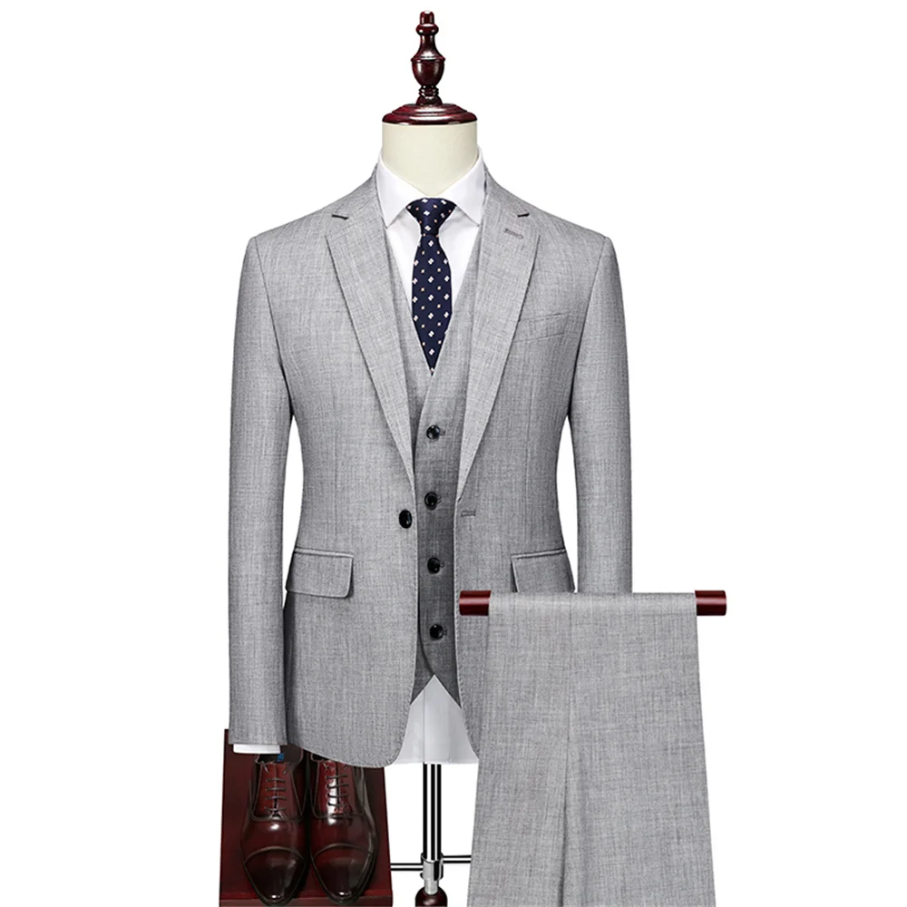 Elegant Male Suit 2023 New in Luxury Business Solid Color Wedding Banquet Party Tuxedo Dress Homme Blazer Pants Vest 3 Piece Set