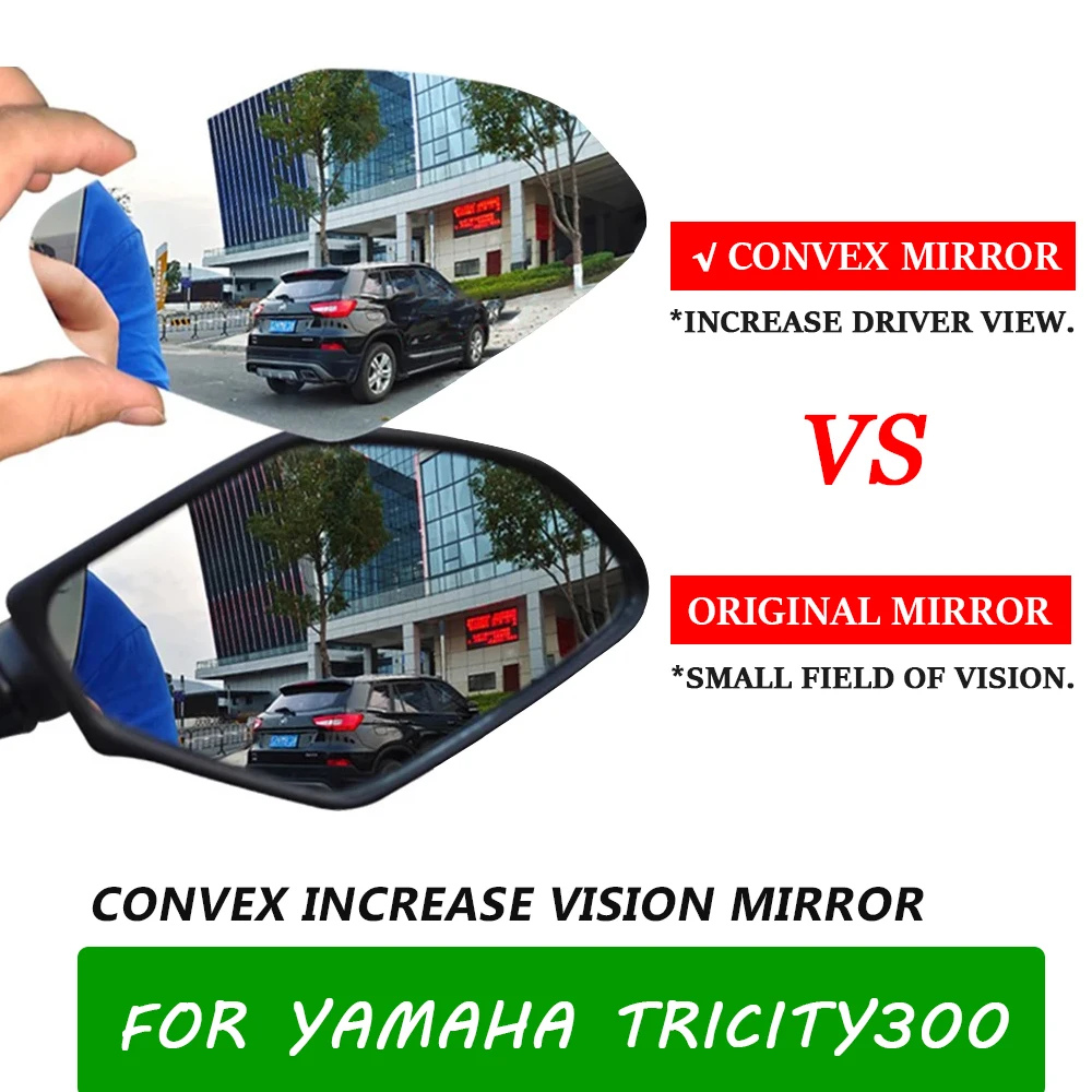 Yamaha Tricity 300 Tricity300 용 볼록 거울, 드라이버 비전 향상 백미러 뷰 렌즈 액세서리, 2024 오토바이