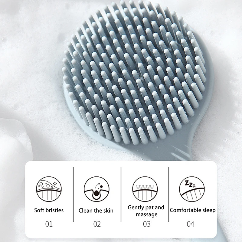 Description Picture 4 of itemDouble-Sided Silicone Back Long Handle Scrubber Body Bath Brush Mud Back Massage Scrubber Shower Massage Exfoliation Brush