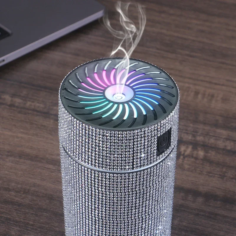 Bling Crystal Car Diffuser Humidifier with LED Light Diamond Auto Air Purifier Diffuser Air Freshener Shiny Car Accessories
