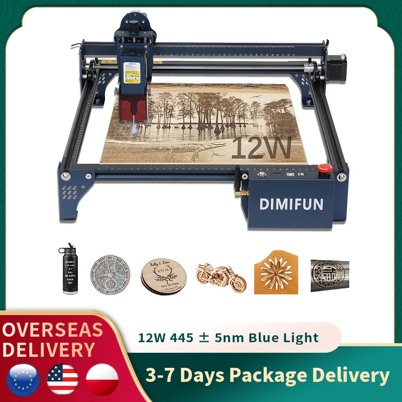 12W Laser Engraver Machine with GRBL APP Offline Control for Wood Engraving and Cutting