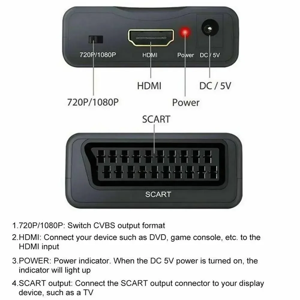 Audio Video Converter Adapter HDMI to AV Adapter 1080P HDMI to SCART Video Audio Converter Adapter for HDTV Sky Box STB DVD