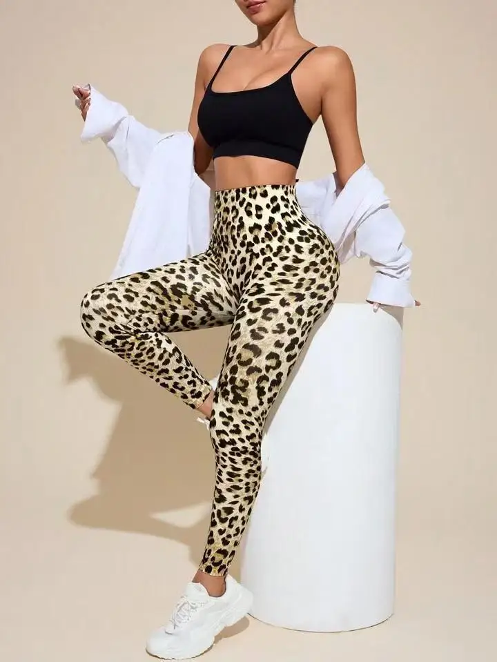 Sexy Yoga-Hose mit Leopardenmuster, schlanke, dehnbare Leggings, Damen-Sporthose, Fitness, Fitnessstudio, Workout, Laufen, schnell trocknende Hose – Detail 6