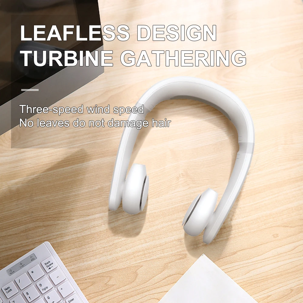 Bladeless Fan Hanging Neck Leafless Fan Rechargeable Fan Mute Sports Fans for Home Outdoor Portable Fans Semiconductor cooling_voghion.com