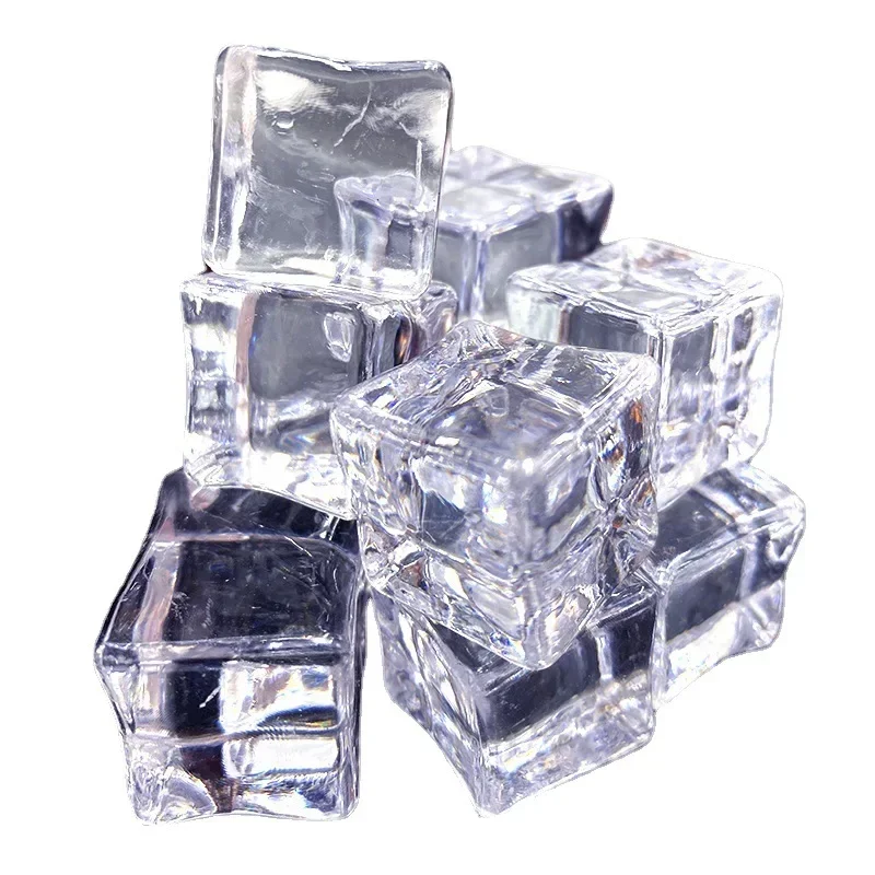 Artificial Acrylic Square Shape transparency Ice Cubes 10pcs 20mm food model food photography props kitchen food toys table decoration For Birthday Party Dining table decoration Photography Props