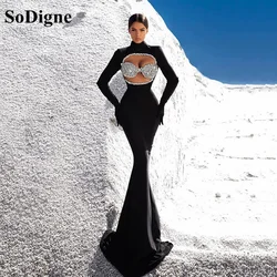 SoDigne Modern Sweethearts Prom Dresses 2023 Long Sleeves Sequins High Neck Mermaid Evening Gowns Formal Occasion Dress